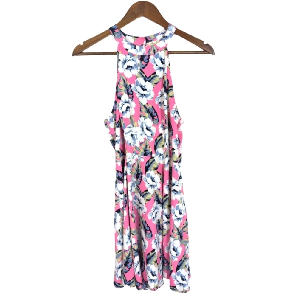 Hollister Floral Pink Halter Skater Fit & Flare Mini Dress NWOT!🩷